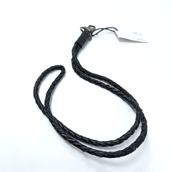 Leather long keychain - Black braided - Picture 3 of 4